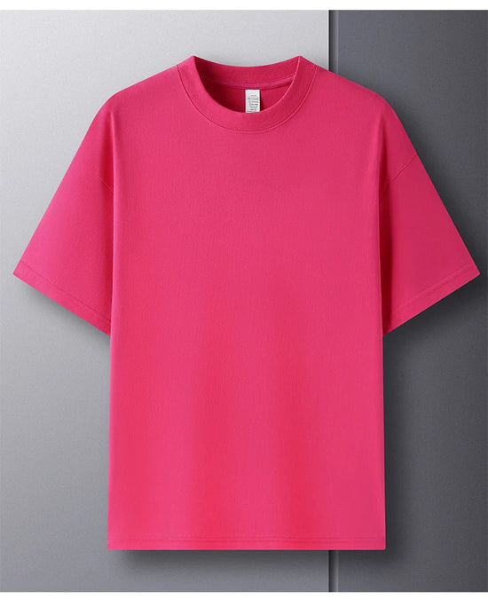 100% pure cotton summer high-end brand men's short sleeve round neck fashionable style half sleeved top breathable T-shirt - Tasawoq