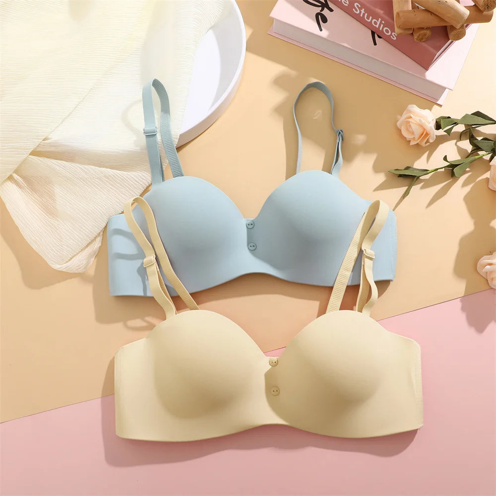 Women Sexy Seamless Bras Adjustable Push Up Brassiere No Steel Female Comfortable Underwear Ladies Solid Color Lingerie Bralette - Tasawoq