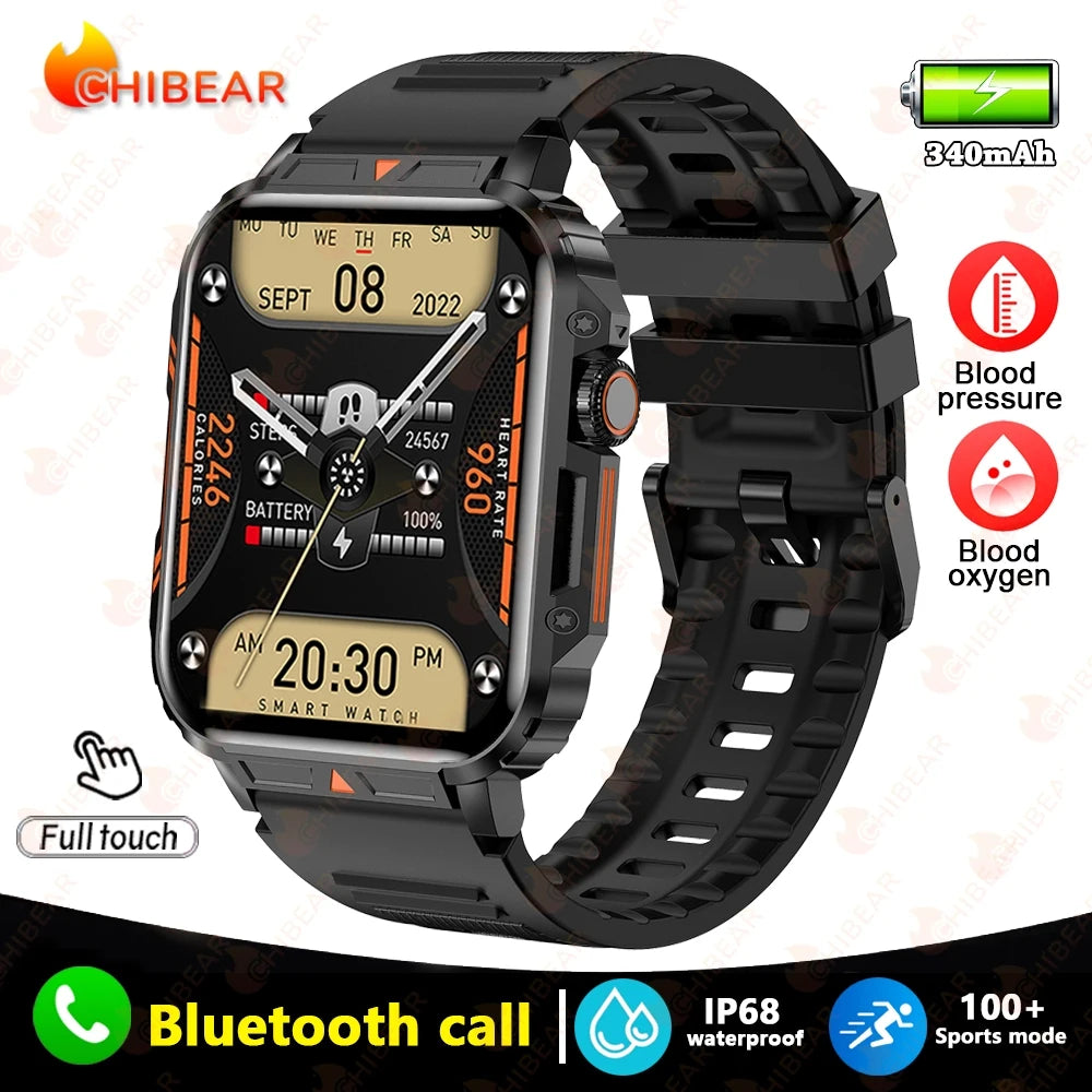 Military Outdoor GPS Sports Smart Watch Men 1.95 inch Heart Rate Blood Oxygen Bluetooth Call SmartWatches Men's For Android IOS - Tasawoq