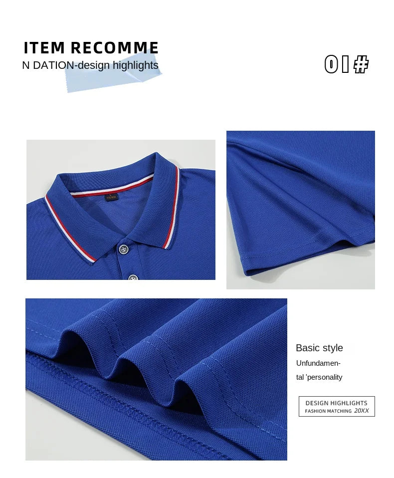 2024 Solid Color Polo Shirt Men's Business Polo Collar Half sleeved Top 2024 Summer Casual Short sleeved T-shirt for Men an - Tasawoq