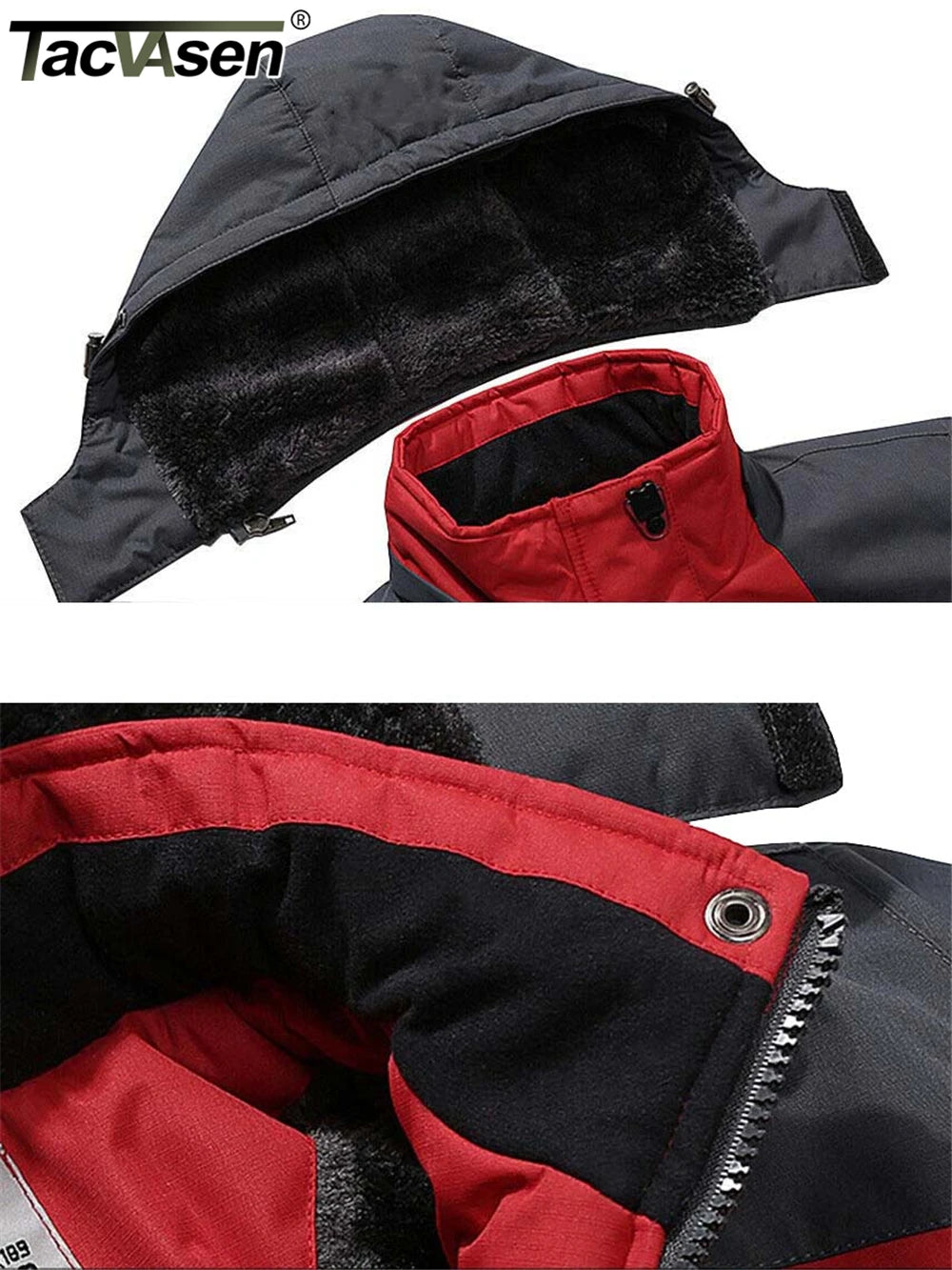TACVASEN Fleece Lining Mountain Jackets Mens Hiking Jackets Outdoor Removable Hooded Coats Ski Snowboard Parka Winter Outwear - Tasawoq