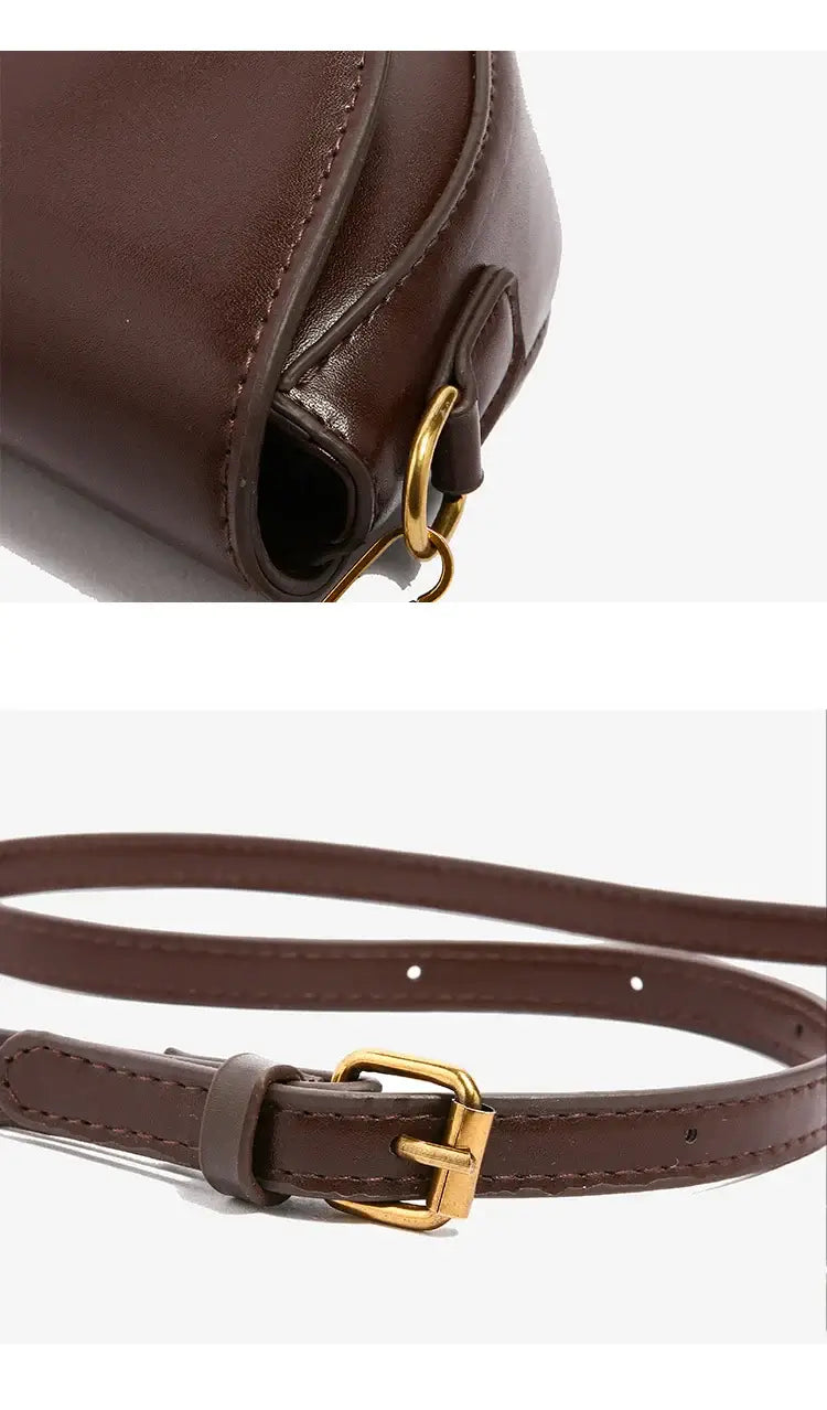 Small Leather Saddle Armpit Bags for Women Summer Chain Shoulder Crossbody Bag Ladies Vintage Underarm Handbags Woman bolsa - Tasawoq