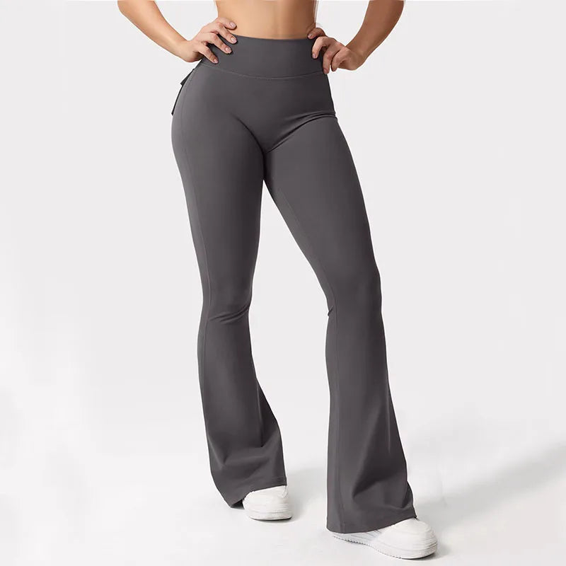 2024 Newest Women Wide Leg High Stretch Yoga Leggings Naked Feeling Compression Fitness Workwear with pockets Yoga Pant ﻿ - Tasawoq