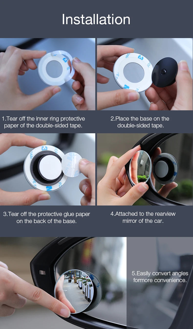 2pcs Blind Spot Mirror Car Rearview Mirror HD Adjustable-Degree Convex Glass Universal Car Assecories Broaden Horizons