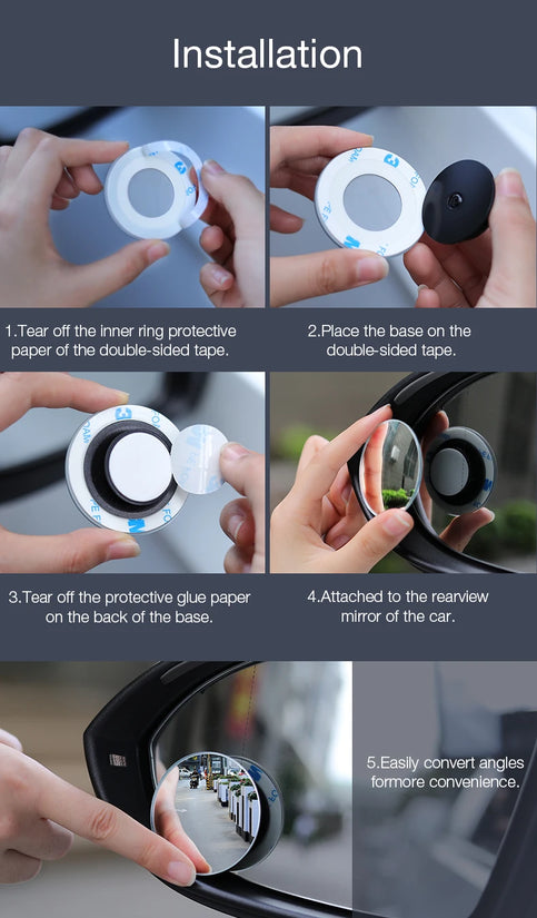 2pcs Blind Spot Mirror Car Rearview Mirror HD Adjustable-Degree Convex Glass Universal Car Assecories Broaden Horizons