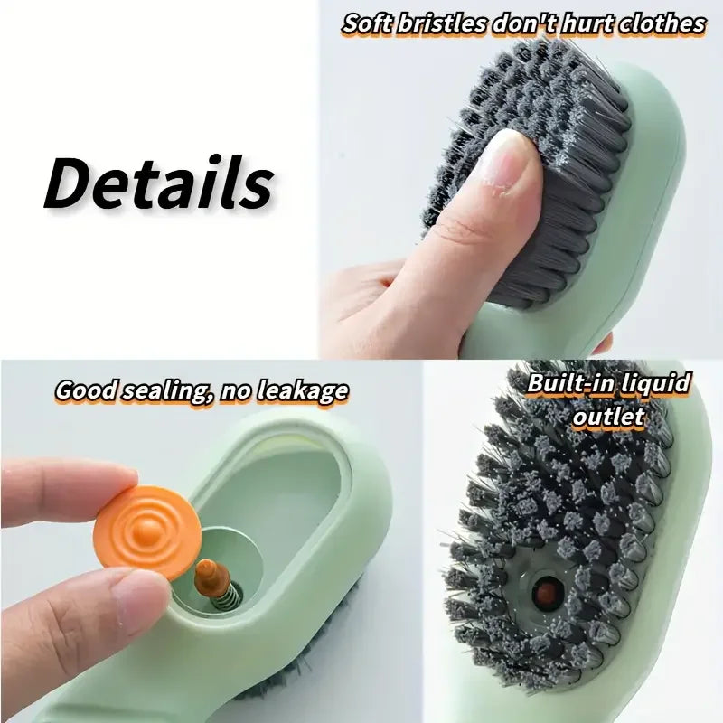 1pc Multi-function automatic spot shoe brush soft hair hand pressure hanging hole suitable for clothing carpet plastic handles - Tasawoq