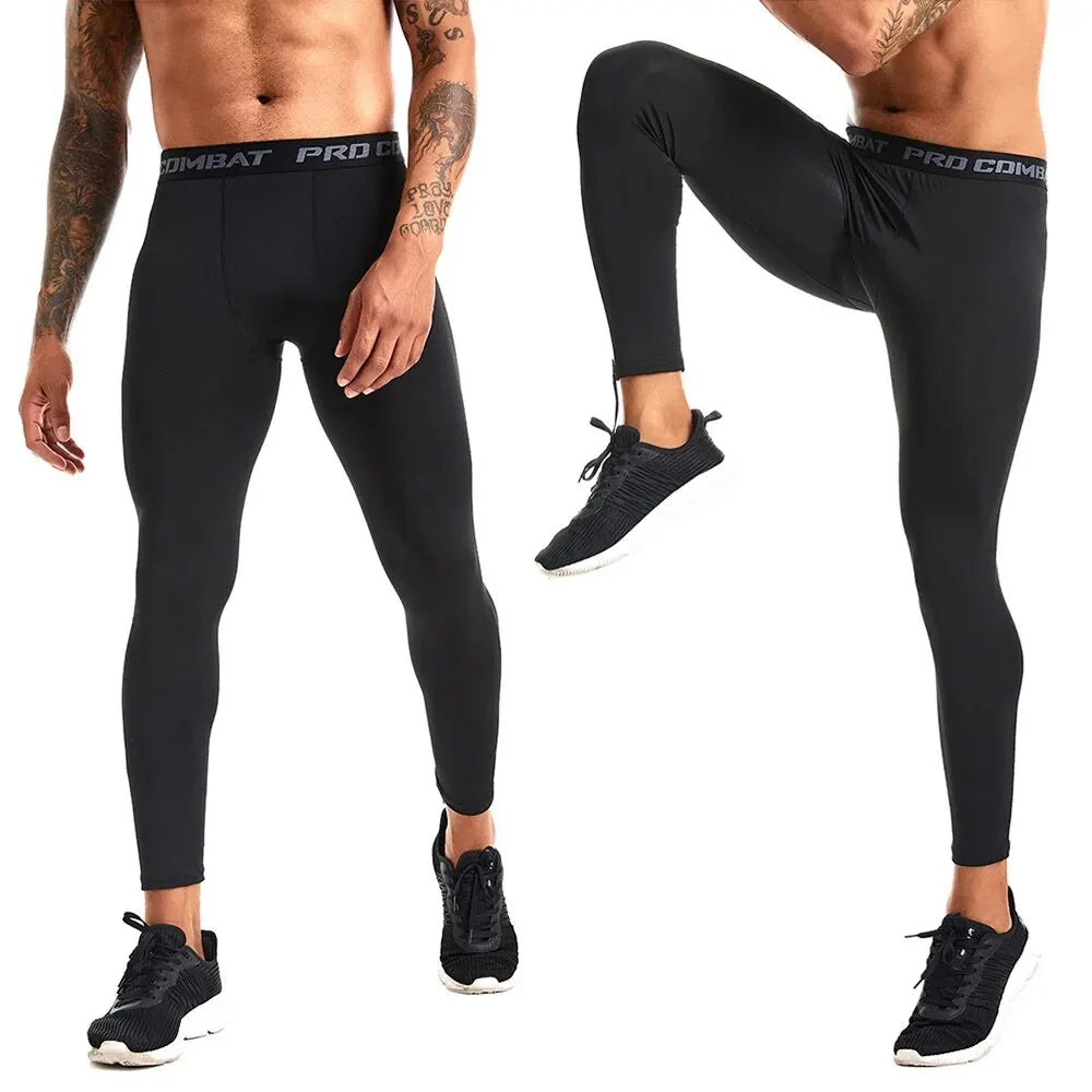 Men's Running Leggings Sportswear Quick Dry Gym Fitness Tights Workout Training Jogging Sports Trousers Compression Sport Pants - Tasawoq