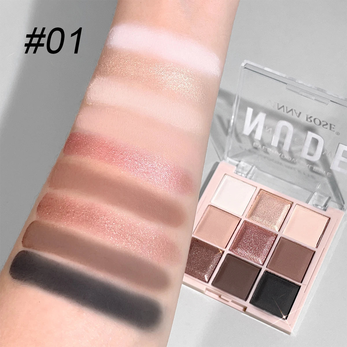 9-Color Eyeshadow Palette with Fine Glitter, Shimmer, Matte, Milk Tea Shades; Mini, Daily Use, Student-Friendly Makeup - Tasawoq