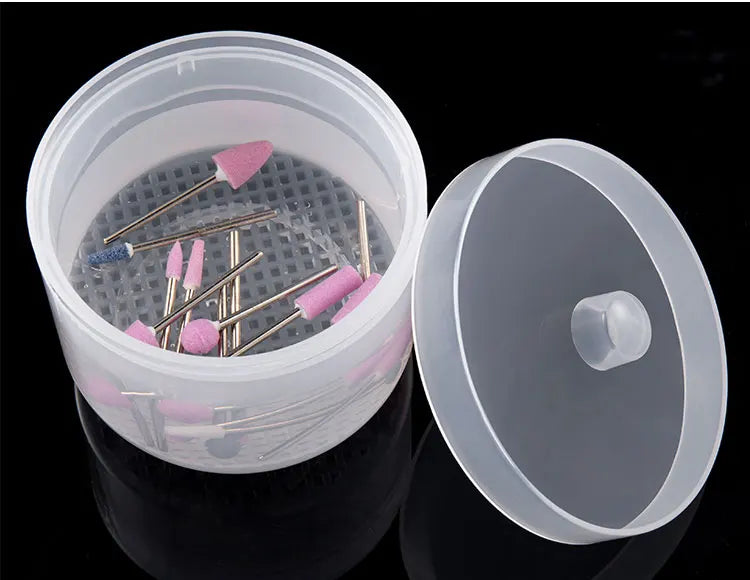 Nail Drill Bits Disinfection Box Double Layer Filtration Cleaning Box Manicure Storage Case Nail Brush Cleaning Container - Tasawoq