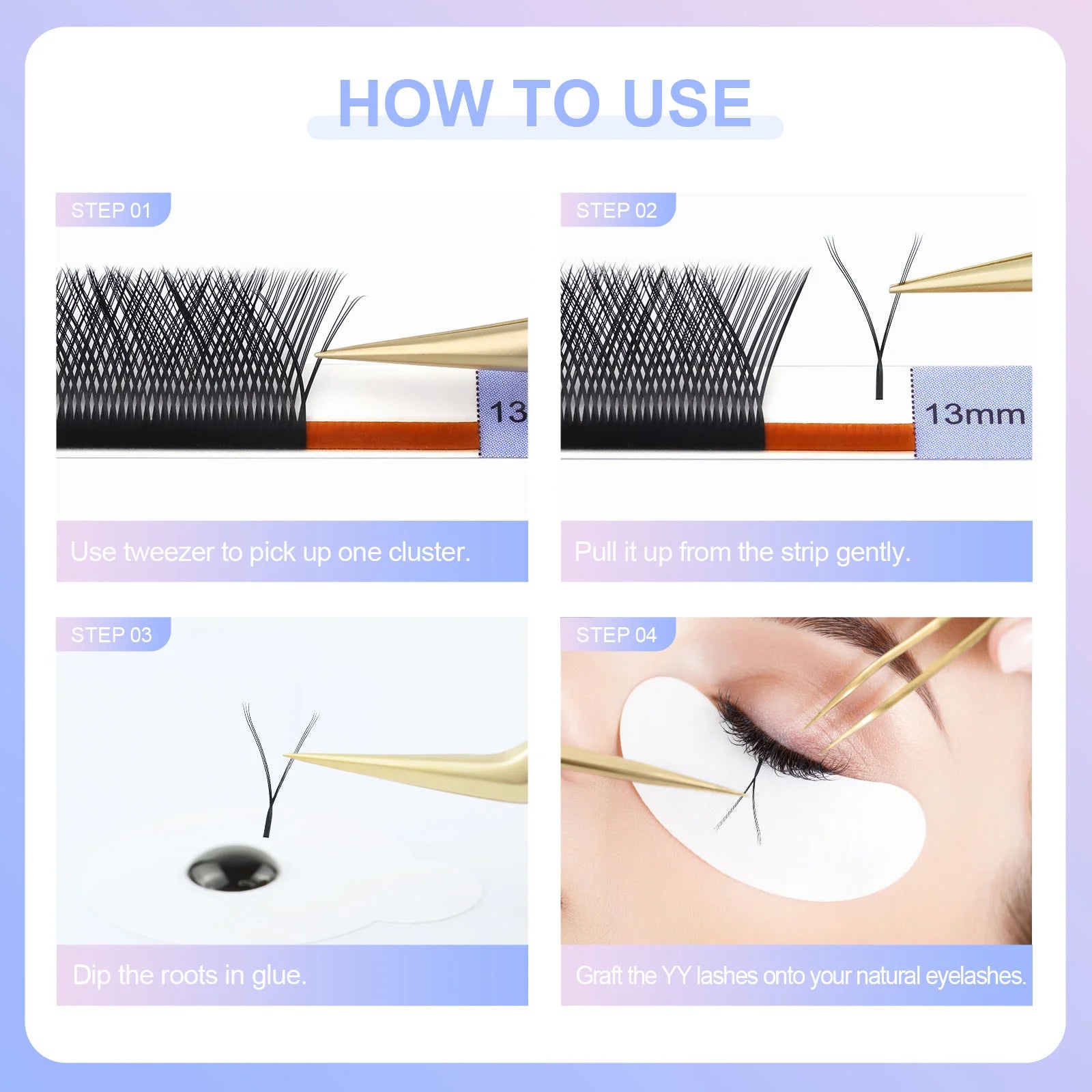 NAGARAKU YY Shape Double/Three Split Tips Triple Top Interlaced Root Eyelash Extensions Eyelashes - Tasawoq