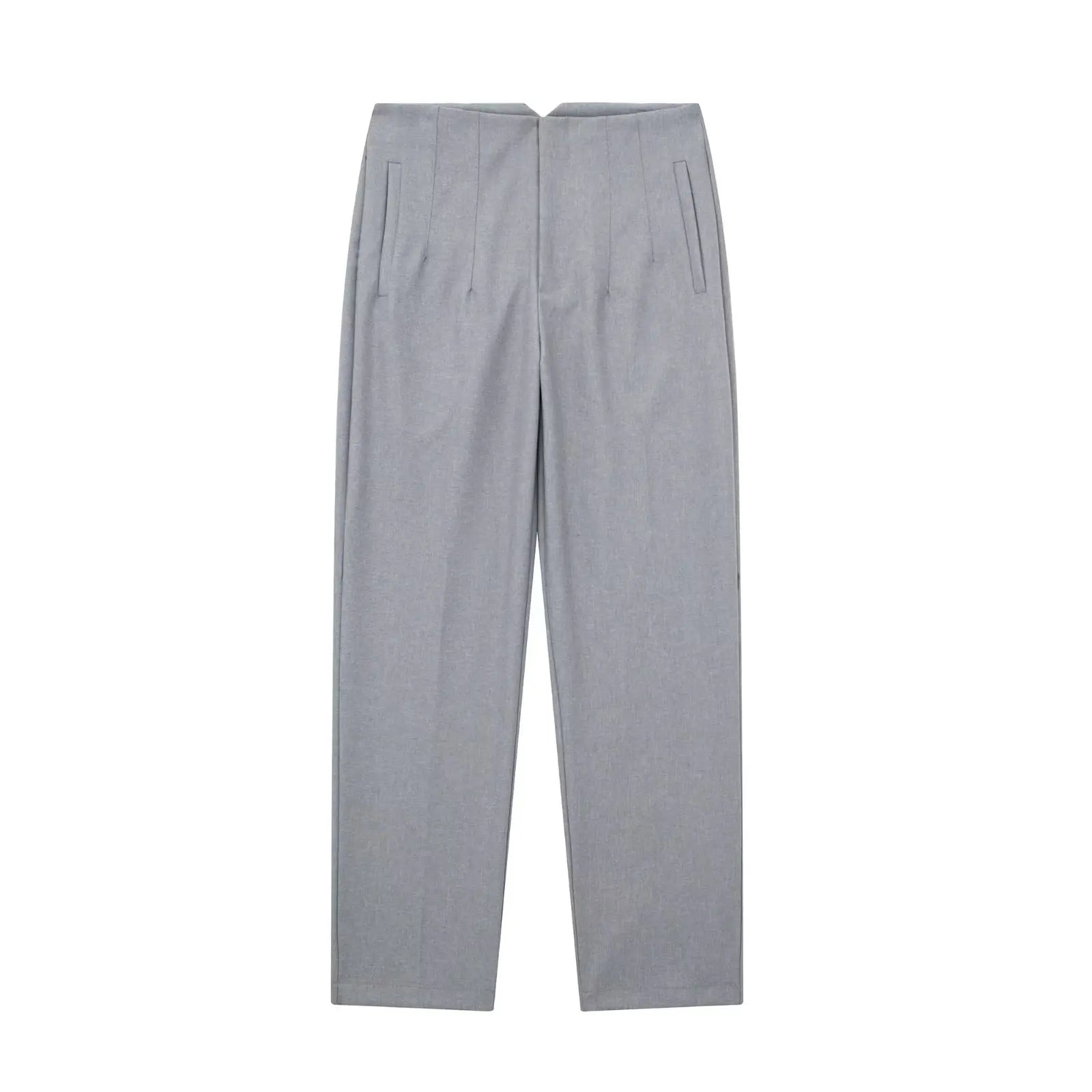 Willshela Women Fashion Straight Pants High Waist Front Zipper Trousers Vintage Full Length Female Chic Lady - Tasawoq