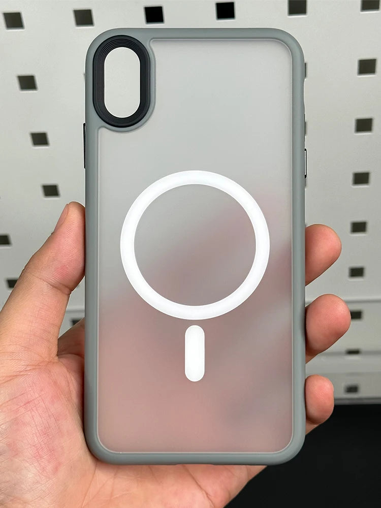For iPhone X XS XR XSMax Matte Shockproof Cover case Luxury Magnetic For Magsafe Wireless Charging Phone Case - Tasawoq