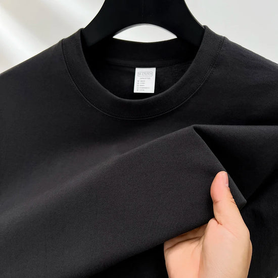 100% pure cotton summer high-end brand men's short sleeve round neck fashionable style half sleeved top breathable T-shirt - Tasawoq