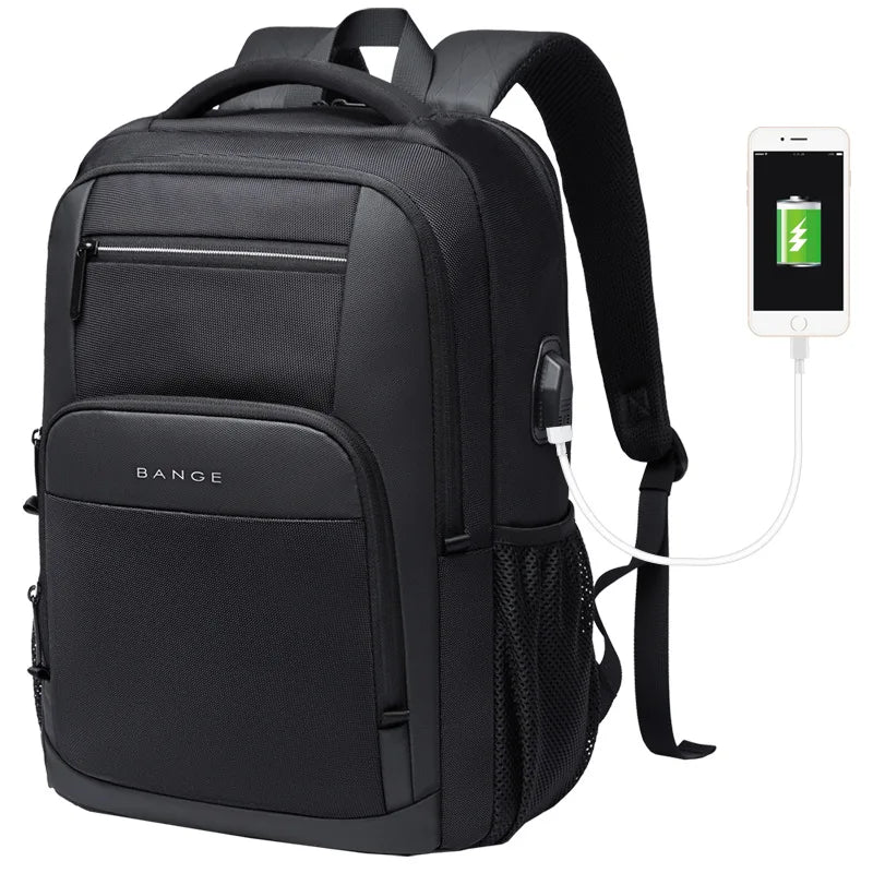 BANGE Travel Waterproof Backpack with USB Charging Port Fit 15.6 Inch Laptop Backpacks for Men and Women, Teenager School Bags - Tasawoq