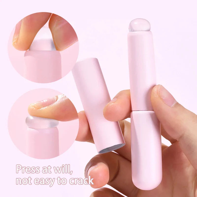Nail Art Silicone Applicator Sticks Chrome Pigment Dust Applying Manicure Tool Easy-Daub Pigment Silicone Nail Brushes - Tasawoq