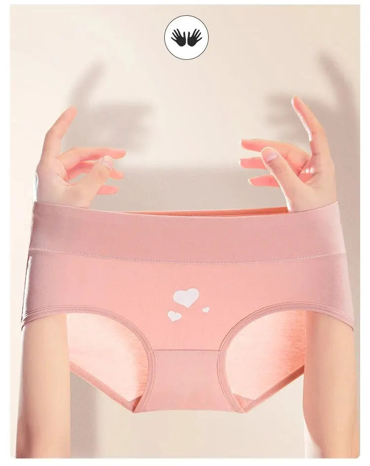 4Pcs Women's Panties High Waist Underwear Fashion Print Girls Briefs Breathable Cotton Panty Plus Size M-5XL Female Lingerie - Tasawoq