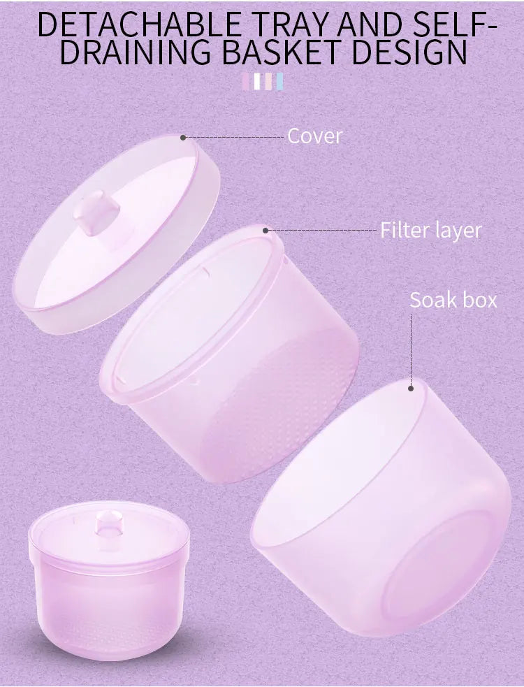 Nail Drill Bits Disinfection Box Double Layer Filtration Cleaning Box Manicure Storage Case Nail Brush Cleaning Container - Tasawoq