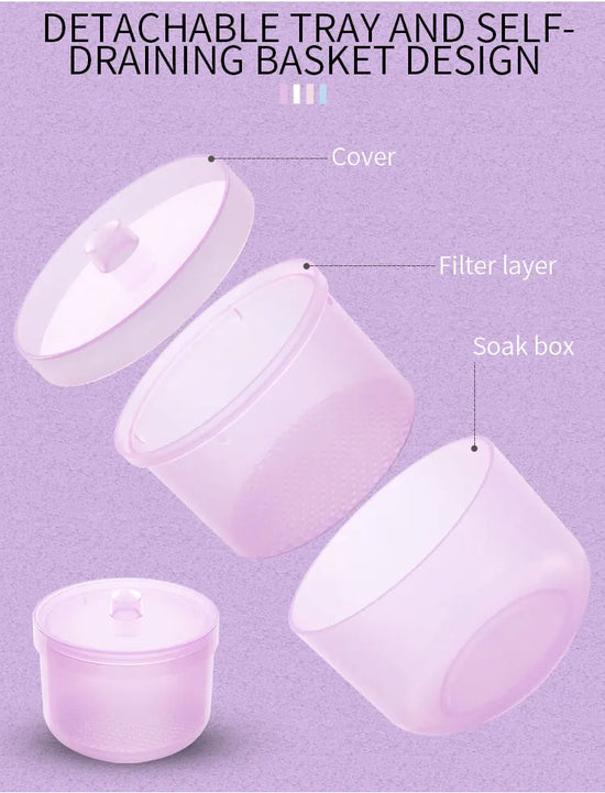 Nail Drill Bits Disinfection Box Double Layer Filtration Cleaning Box Manicure Storage Case Nail Brush Cleaning Container - Tasawoq