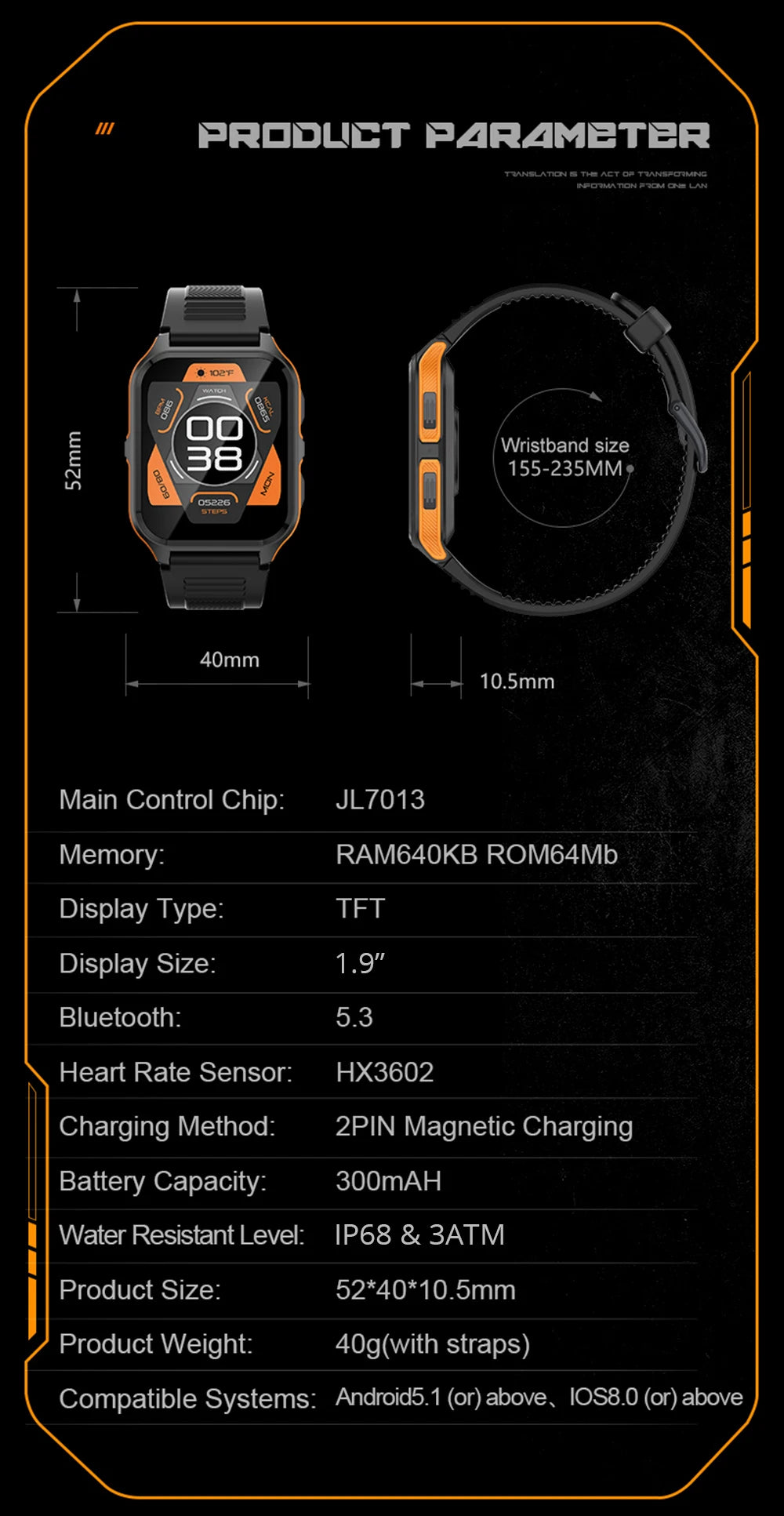 COLMI P73 1.9" Outdoor Military Smart Watch Men Bluetooth Call Smartwatch For Xiaomi Android IOS, IP68 Waterproof Fitness Watch - Tasawoq