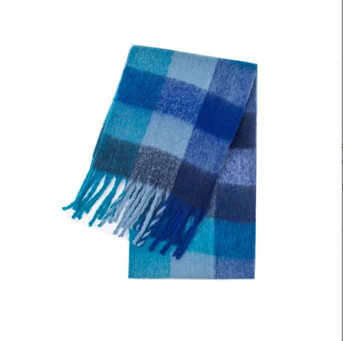 2025 Winter Thick Warm Scarf Women Cashmere Shawl and Wraps Pashmina Neckerchief Bufanda Female Rainbow Hairy Tessel Echarpe New - Tasawoq