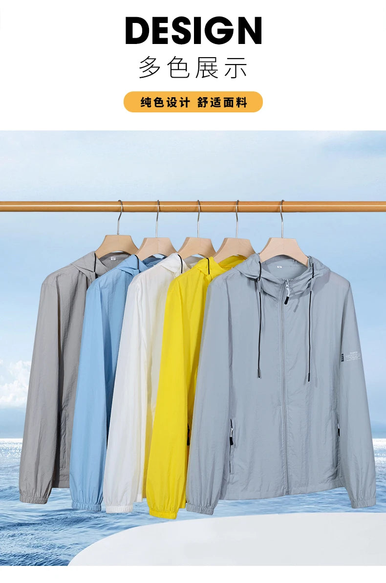 2025 Summer Hooded Jacket Men Women Sun Protection Clothing Fishing Hunting Clothes Quick Dry Skin Windbreaker - Tasawoq