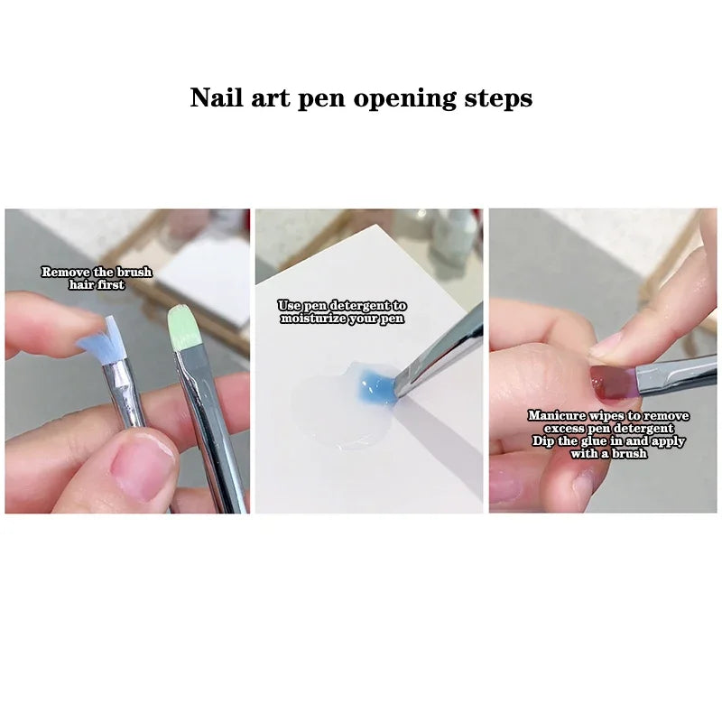 Nail Design Art Pen Aurora Transparent Brush Painting Brush Uv Gel Extension Drawing Carving Pen Diy Manicure Tool Nail Brush - Tasawoq