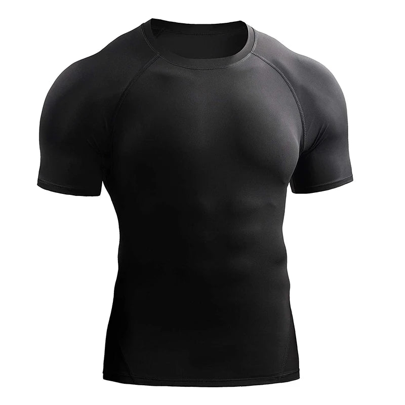 2024 Compression T Shirt Men Summer Sportswear Running T-shirt Elastic Quick Dry Sport Tops Tee Athletic Gym Workout Shirts Men - Tasawoq