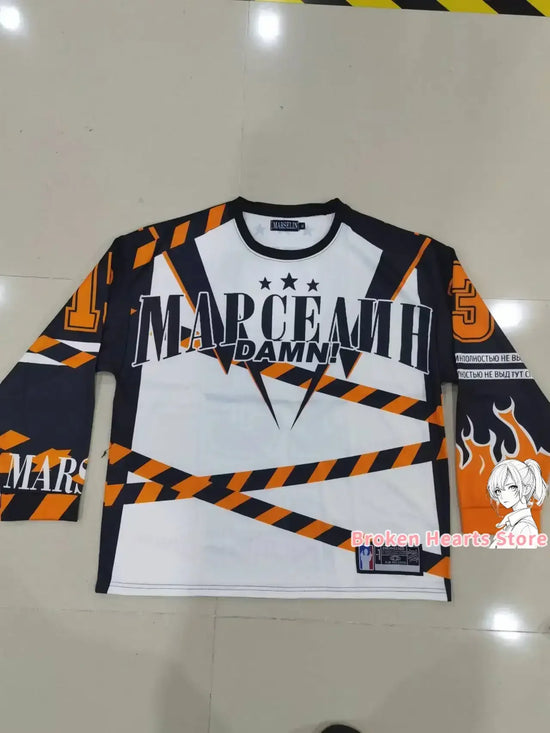 Y2k марселин Jersey Long Sleeves T-shirt Harajuku Vintage Streetwear Casual Baseball Jersey Casual Top Oversized Women Clothing - Tasawoq