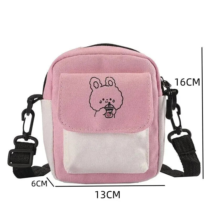 Cute Canvas One Shoulder Womens Bag Little Rabbit Korean Version Fashion Crossbody Bag Female Student Cotton Womens Handbag - Tasawoq