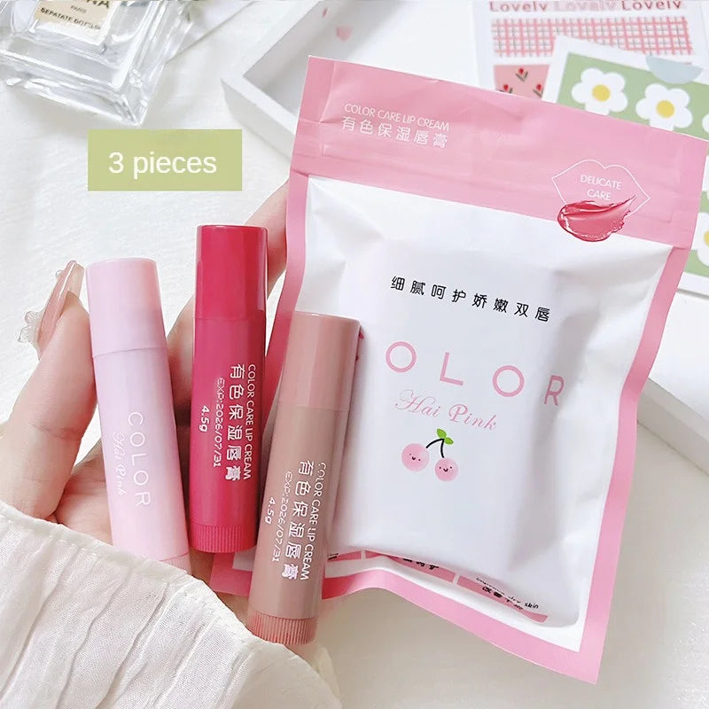 Colored Lip Balm Cute Moisturizing Lip Tint Long Lasting Waterproof Change Color Lipstick for Women Girls Lips Make Up Cosmetics - Tasawoq