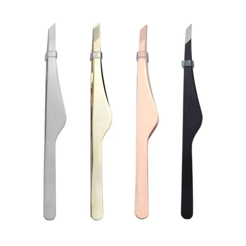 Hair Removal Tweezers Stainless Steel Eyebrow Tweezers Slant Tip Point Tip Flat Tip Rose Gold Silver Black Cosmetic Makeup Tools - Tasawoq