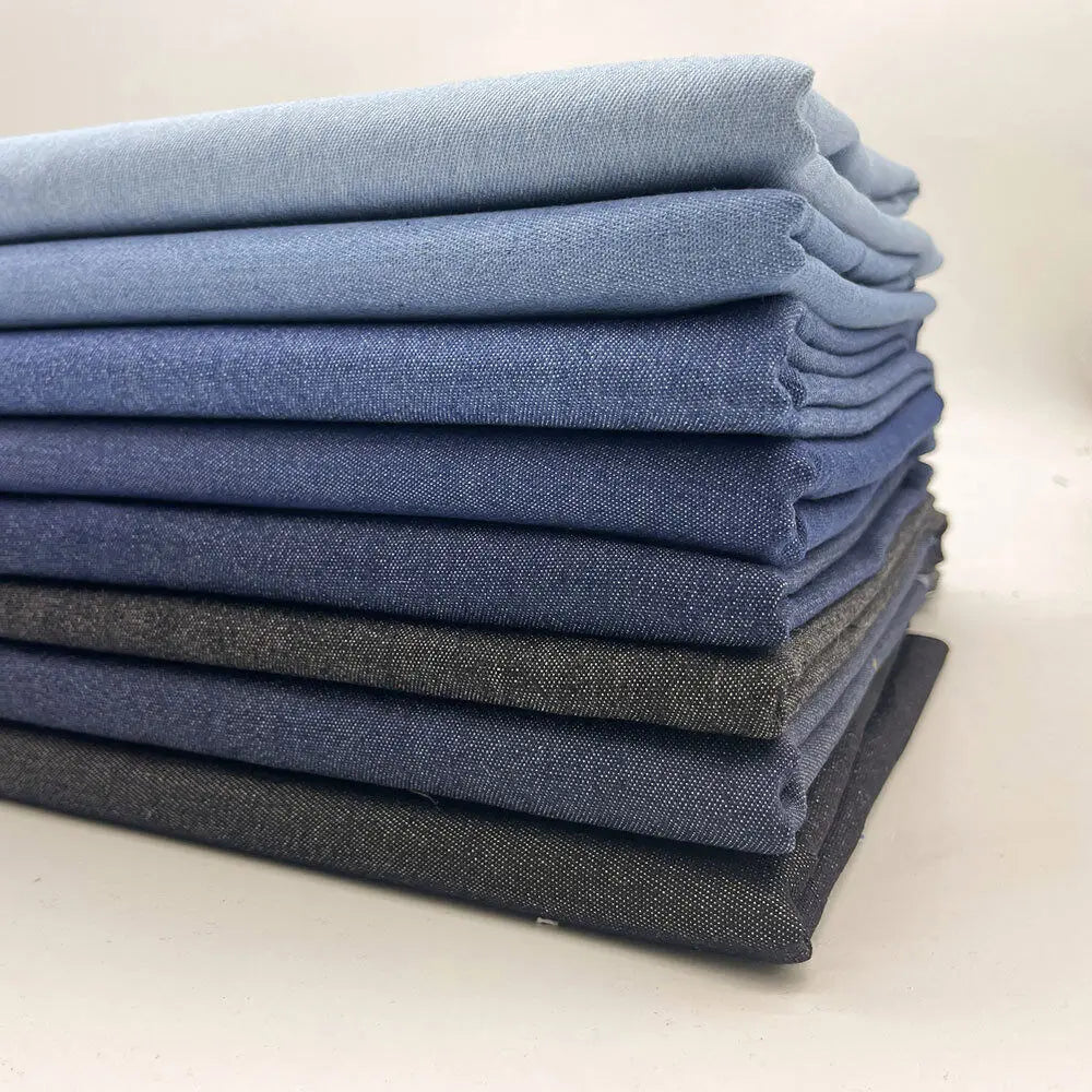 Vintage Cotton Blue Denim Fabric Light Thin Soft Cloth for DIY Dolls Clothing Jeans Dress Bag Cap Apron Crafts Manual Material - Tasawoq