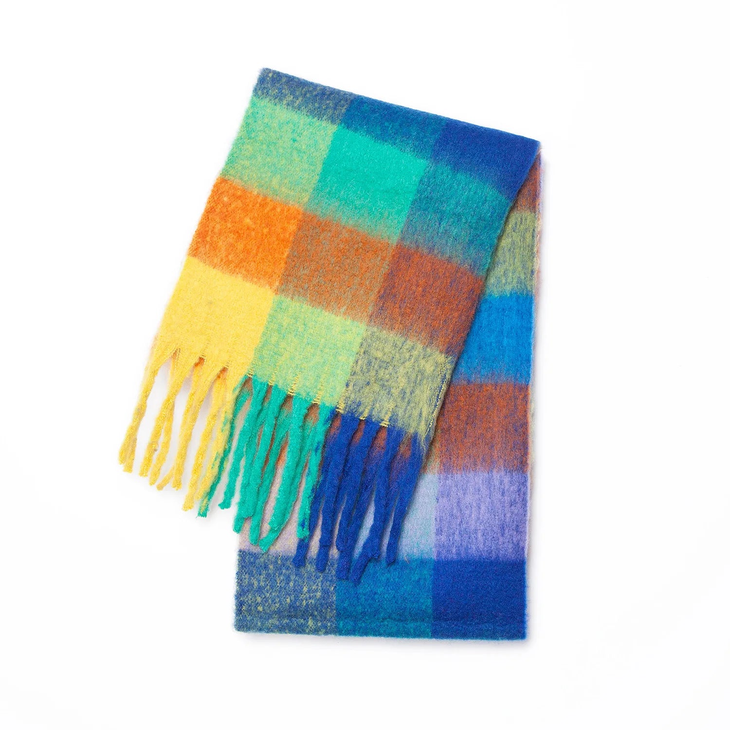 2025 Winter Thick Warm Scarf Women Cashmere Shawl and Wraps Pashmina Neckerchief Bufanda Female Rainbow Hairy Tessel Echarpe New - Tasawoq