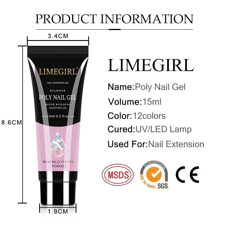 Nail Art Limegirl Kit Poly Nail Gel Extending Soaking Gel Kit Nail Art Acrylic Gel Varnish Kit For Novices Semi Permanent Gel So - Tasawoq