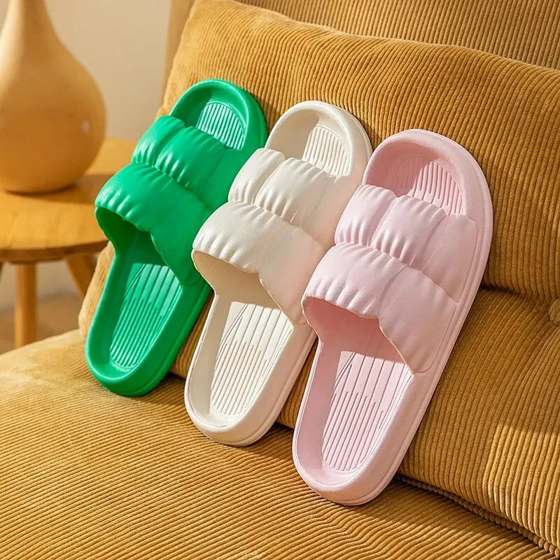 Soft Bottom Slippers for Women Home Bathroom Home Bath Non-slip Couple Summer Sandals for Men Summer Wear Comfortable - Tasawoq