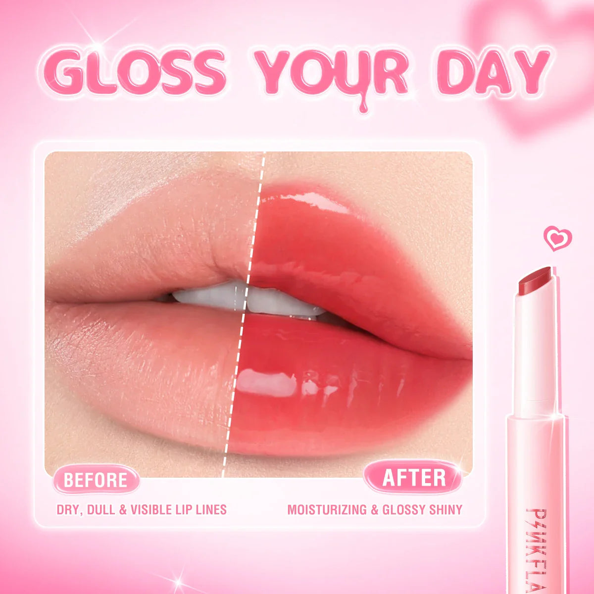 PINKFLASH Dewyful Glossy Lip Balm Long-lasting Moisturizing Lip Glaze Non-stick Lip Tints Women Lips Liner Care Makeup Cosmetics - Tasawoq