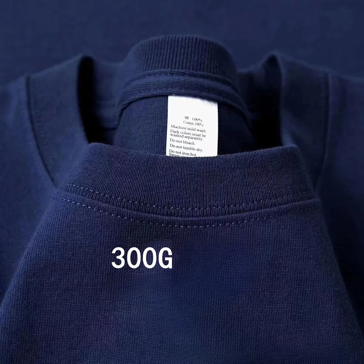 Beige 300g Heavyweight Cotton Short Sleeved T-shirt Summer Round Neck Loose and Base Shirt for Men Women Basic Tee - Tasawoq