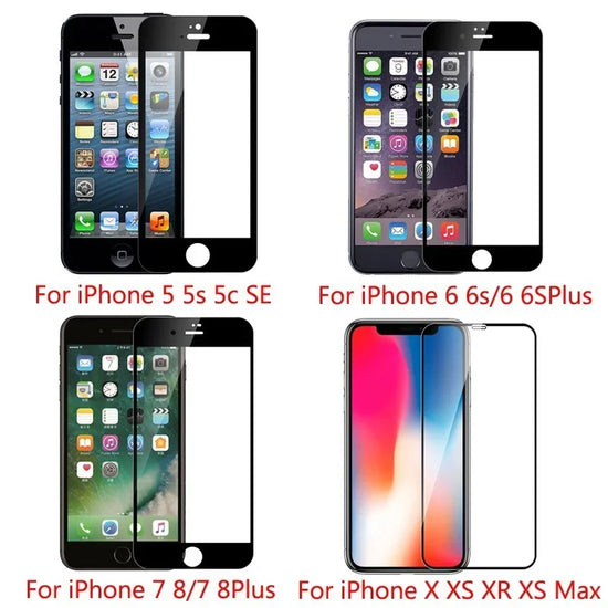 1-5PCS 9D Screen Protector Tempered Glass for IPhone 15 14 13 12 11 Pro Max Protective Glass for IPhone X XR XS Max 7 8 14 Plus - Tasawoq