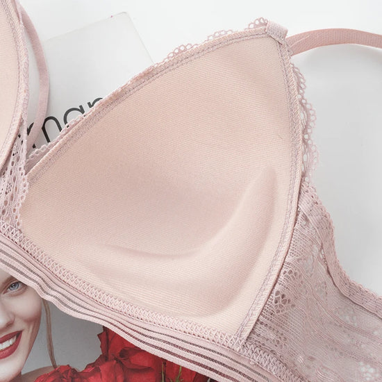 Floral Lace Bras for Women Sexy Lingerie Beauty Back Deep V Bralette Wire Free Thin Underwear Push Up Bra Female Brassiere - Tasawoq