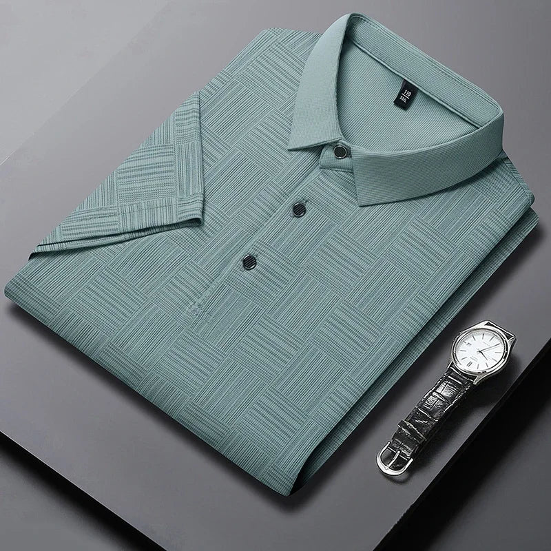 2024 Men's New Printed Business Casual Short sleeved POLO Shirt Fashion Short sleeved Comfortable and Breathable Top - Tasawoq
