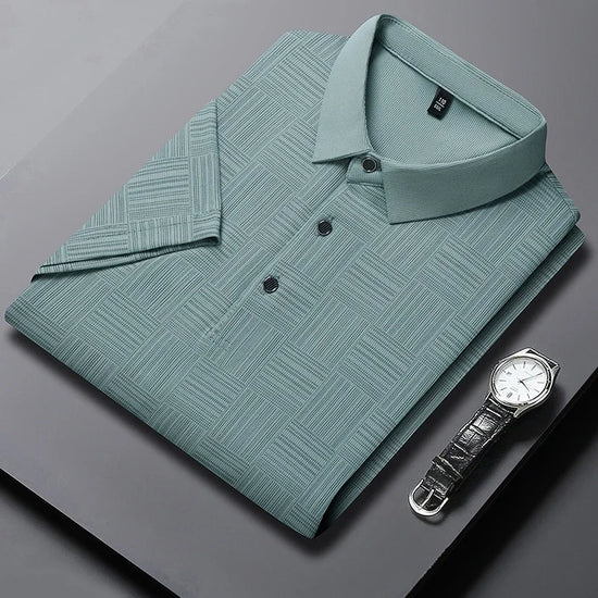 2024 Men's New Printed Business Casual Short sleeved POLO Shirt Fashion Short sleeved Comfortable and Breathable Top - Tasawoq