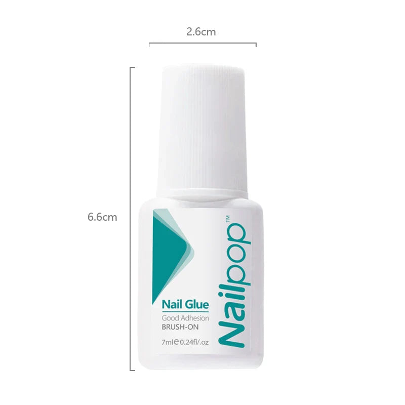 Nailpop Nail Glue for False Tips Glitter Acrylic Nail Art Adhesive Manicure Tool Rhinestone Glue Bottle Cap with Brush 2pcs - Tasawoq