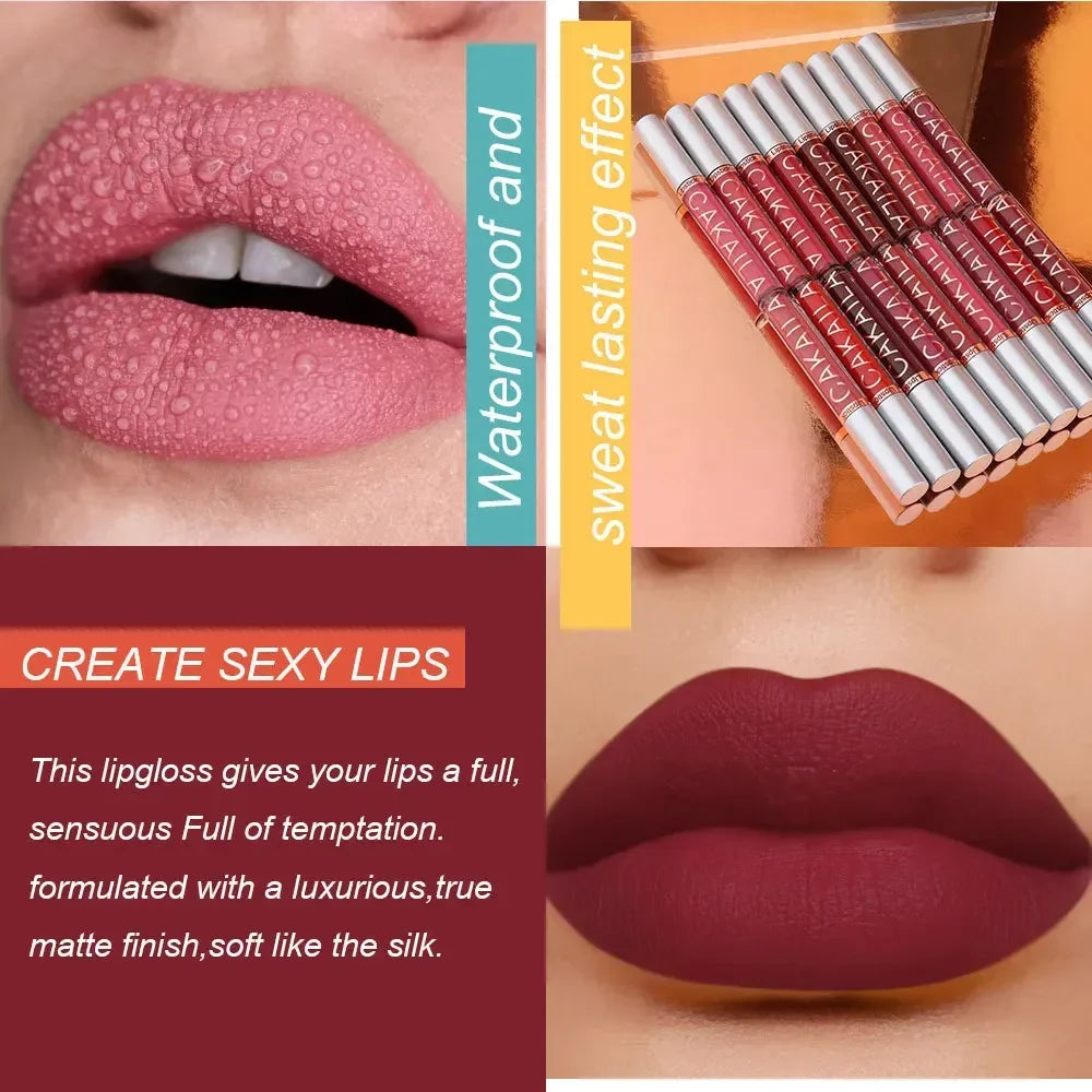 10/6 PCS Lipstick Set Matte Nude Liquid Lip Stain Makeup for women Non stick Cup Lip Gloss Waterproof Long lasting Cosmetics - Tasawoq