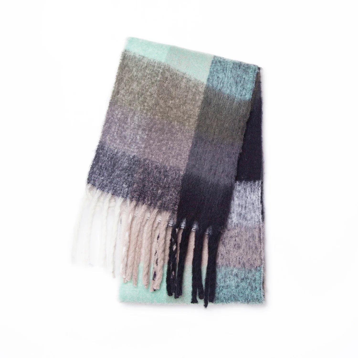 2025 Winter Thick Warm Scarf Women Cashmere Shawl and Wraps Pashmina Neckerchief Bufanda Female Rainbow Hairy Tessel Echarpe New - Tasawoq