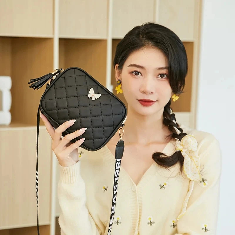 Fashion Hit Color Shoulder Bags for Women Female PU Leather Crossbody Messenger Bags Small Handbag Wide Strap Purse - Tasawoq