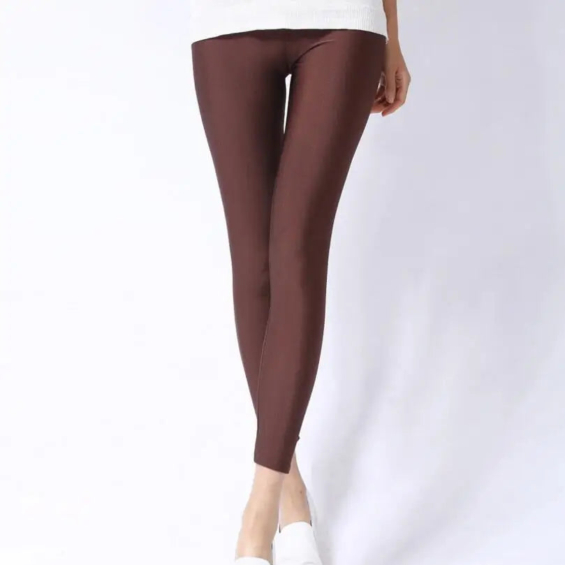 New Spring Solid Candy Neon Leggings for Women High Stretched Female Legging Pants Girl Clothing Leggins Plug Size - Tasawoq