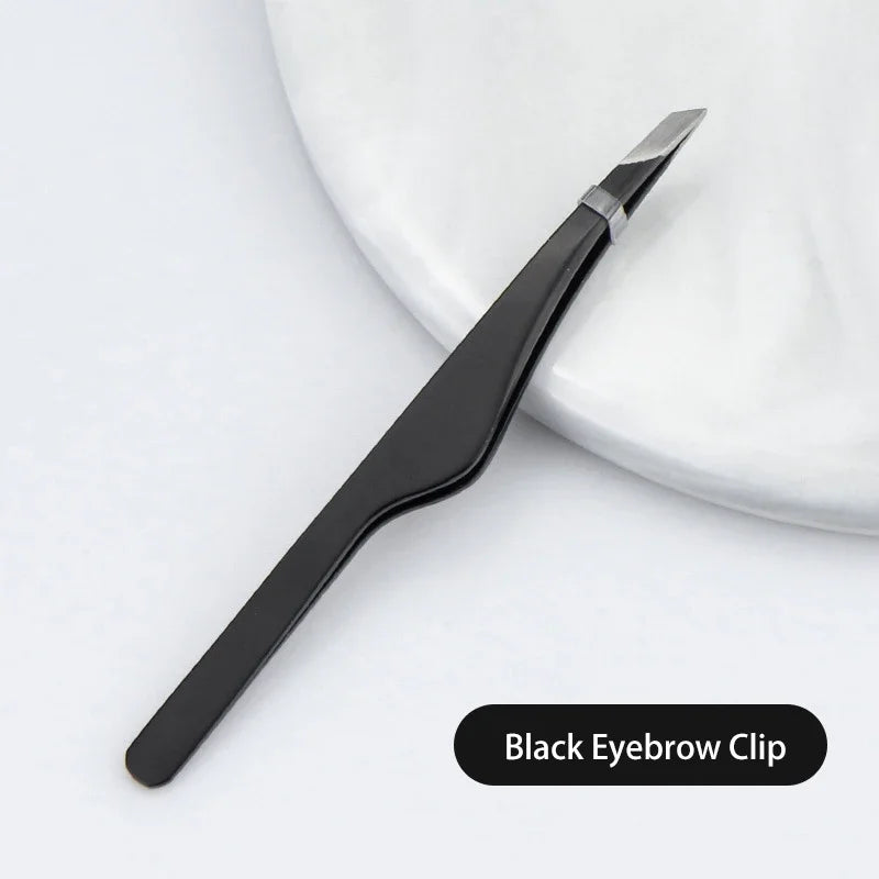 Hair Removal Tweezers Stainless Steel Eyebrow Tweezers Slant Tip Point Tip Flat Tip Rose Gold Silver Black Cosmetic Makeup Tools - Tasawoq