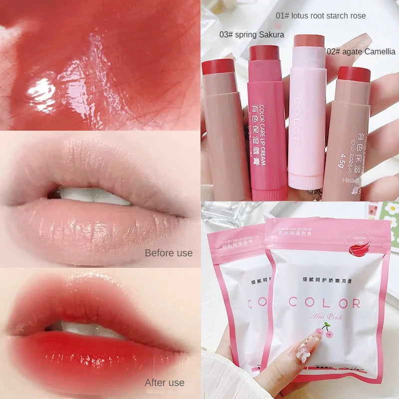 Colored Lip Balm Cute Moisturizing Lip Tint Long Lasting Waterproof Change Color Lipstick for Women Girls Lips Make Up Cosmetics - Tasawoq