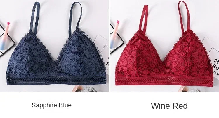Sexy Floral Lace Bra Top For Women Push Up Female Lingerie breathable Bralette Removable Pad Thin Fashion New Wireless Bras - Tasawoq