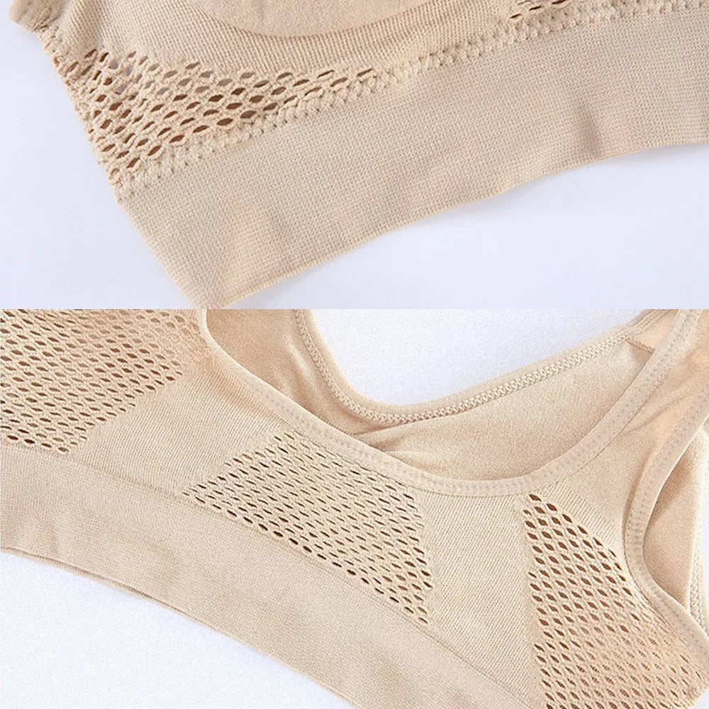 Seamless Mesh Women Sports Bras Fitness Gym Running Underwear Shockproof Bra Wireless 6XL Plus Size Crop Top Breathable Yoga Bra - Tasawoq